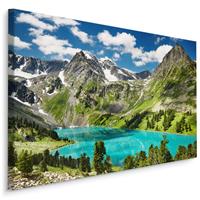 Karo-art Schilderij - Meer tussen de Bergen, 4 maten, premium print, scherp geprijsd