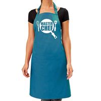 Bellatio Master Chef Barbeque Schort / Keukenschort Turquoise Blauw Voor Dames - Bbq Schorten