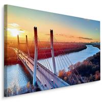 Karo-art Schilderij Brug in Warschau, 4 maten, multi-gekleurd, scherp geprijsd