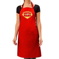 Bellatio Super Mama Barbeque Schort / Keukenschort Rood Voor Dames - Bbq Schorten