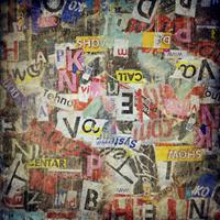 Karo-art Schilderij - Grunge textuur, geplakt op muur, multikleur