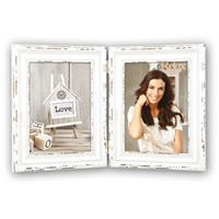 ZEP Houten Duo / 2-luik Fotolijst Saint Michel Vintage Wit Voor 2 Foto's Formaat 10x15 (For