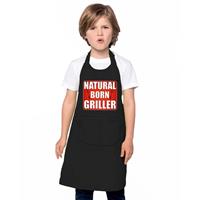 Bellatio Barbecueschort Natural Born Griller Zwart Kinderen - Barbecue Schort Jongens En Meisjes