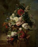 Karo-art Harmanus Uppink - Stilleven met bloemen 60x90cm, Rijksmuseum, print op canvas, premium print, oude meester