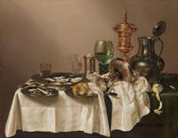 Karo-art Willem Claesz. Heda - Stilleven met vergulde bokaal 90x60cm, Rijksmuseum, premium print, print op canvas, oude meester