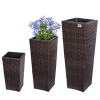 Casaria Polyrattan Blumentopf 3-tlg. Braun