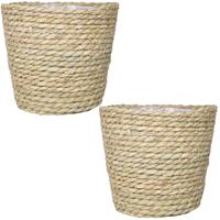 Set Van 2x Stuks Naturel Rotan Manden Van Gedraaid Touw/riet 17,5 Cm
