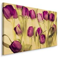 Karo-art Schilderij Paarse tulpen (print op canvas), 4 maten, wanddecoratie