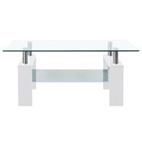 vidaXL Salontafel 95x55x40 cm gehard glas transparant en wit