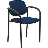 PIQUERAS Y CRESPO Stuhl fixiert Villalgordo similpiel blaues Marine-Fahrgestell schwarz mit Armlehnen