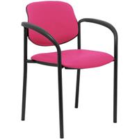 PIQUERAS Y CRESPO Stuhl fixiert Villalgordo similpiel rosa Gestell schwarz mit Armlehnen
