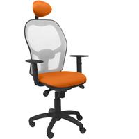 PIQUERAS Y CRESPO Jorquera Stuhl graues Netzgeflecht bali orange Sitz mit fester Kopfstütze