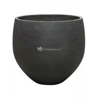 Pottery Pots Pot Rough Orb XXL Black Washed Fiberclay 48x43 cm zwarte ronde bloempot