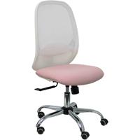 PIQUERAS Y CRESPO Cilanco weißer Stuhl weißes Netz weißer Bali-Sitz rosa Chrom Fußkreuz Parkett Räder