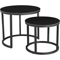 Dimehouse Ronde Salontafel Set van 2 Paige Zwart Marmerlook Sintered Stone