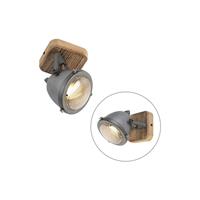 QAZQA Smart Spot Stahl mit Holz inkl. WiFi GU10 verstellbar - Emado