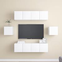 vidaXL 6-delige Tv-meubelset spaanplaat wit