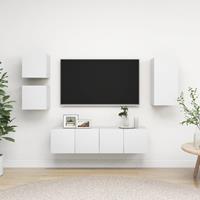 vidaXL 5-delige Tv-meubelset spaanplaat wit