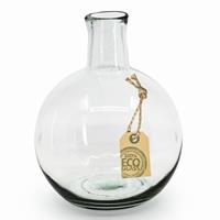 Bellatio Transparante Ronde Fles Vaas/vazen Van Eco Glas 18 X 24 Cm - Vazen
