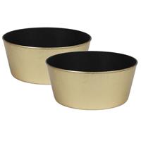 Bellatio 2x Stuks Bloempotten/plantenpotten Goud Rond D24 Cm X H10 Cm - Plantenpotten