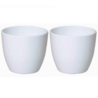 2x Stuks Bloempot Glanzend Wit Keramiek Voor Kamerplant H9.8 X D12 Cm - Plantenpotten