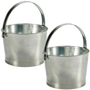 Set Van 2x Stuks Bloempotten/plantenbakken Zinken Mand Rond Met Handvat 27 X 25 X 17 Cm - Plantenpotten
