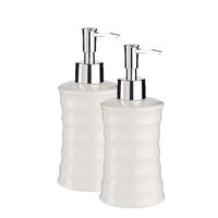 2x Stuks Zeeppompje/zeepdispenser Parelwit Keramiek 18 Cm - Zeeppompjes