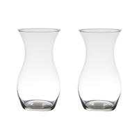 Bellatio Set Van 2x Stuks Transparante Home-basics Vaas/vazen Van Glas 25 X 14 Cm - Vazen