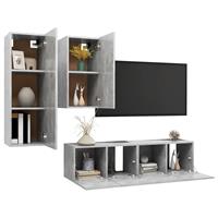 vidaXL 4-delige Tv-meubelset spaanplaat betongrijs