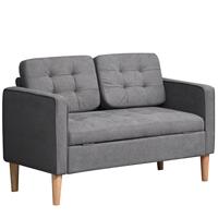 HOMCOM 2-Sitzer Sofa Stoffsofa Doppelsofa abnehmbar mit Kissen Gummiholz Baumwoll Grau - grau - 