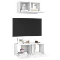 vidaXL 2-delige Tv-meubelset spaanplaat hoogglans wit