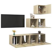 vidaXL 4-delige Tv-meubelset spaanplaat sonoma eikenkleurig