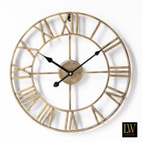 LW Collection LW Collection Wandklok Olivier goud 40cm - Wandklok romeinse cijfers - Industriële wandklok stil uurwerk