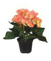 Begonia kunstplant in potje 20cm - zalm