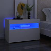 vidaXL Nachtkastje met LED-verlichting 60x35x40 cm spaanplaat wit