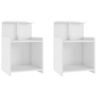 vidaXL Nachtkastjes 2 st 40x35x60 cm spaanplaat hoogglans wit