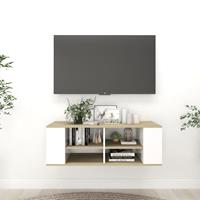 vidaXL Tv-wandmeubel 102x35x35 cm spaanplaat wit sonoma eikenkleurig