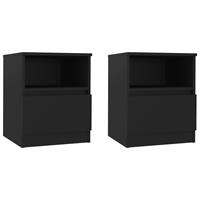 vidaXL Nachtkastjes 2 st 40x40x50 cm spaanplaat zwart