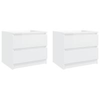 vidaXL Nachtkastjes 2 st 50x39x43,5 cm spaanplaat hoogglans wit
