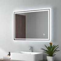 EMKE LED Badezimmerspiegel 80x60cm Badspiegel mit Warmwei℃/Kaltwei℃/Nat¨¹rliches Licht Beleuchtung Touch-schalter und Beschlagfrei - 80x60cm | 3