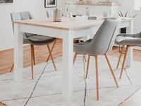 Mobistoxx Rechthoekige eettafel BERGAMOTE 160 cm wit/artisan eik met verlengstuk