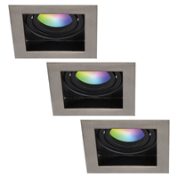 Homeylux Set van 3 stuks smart WiFi LED inbouwspots Modesto RGBWW kantelbaar IP20