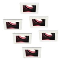 Hofronic 6x Durham slimme LED inbouwspots - WiFi & Bluetooth - Dimbaar via app - Kantelbaar - Vierkant - RGBWW - 5.5W - GU10 - Wit - IP20 voor binnen