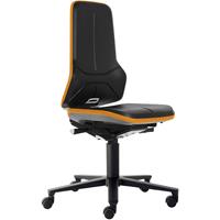 bimos Werkdraaistoel NEON, met voetdoppen en opstaphulp, Supertec, flexband grijs
