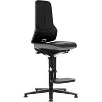 bimos Werkdraaistoel NEON, met voetdoppen en opstaphulp, textiel, flexband grijs