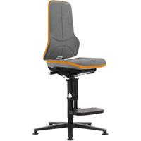 bimos Werkdraaistoel NEON, met voetdoppen, Supertec, flexband grijs