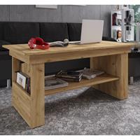 Hioshop Kobila salontafel met in hoogte verstelbaar tafelblad, 1 legplank en 2 vakkenHoning eiken decor.