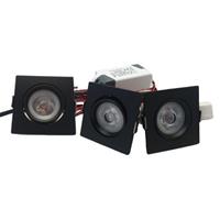Qualedy Set 3 x vierkante led inbouwspots 4W zwart