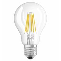 OSRAM E27 8W 827 retrofit LED lamp filament held.