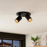 Arcchio Brinja plafondspot, rond 2-lamps, zwart